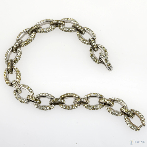 Bracciale in metallo argentato, lunghezza cm 17