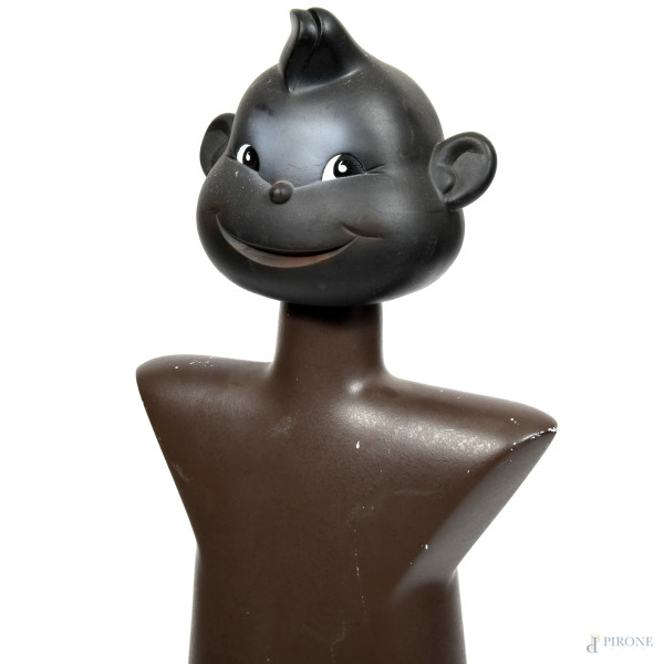 Manichino Vintage in plastica e metallo su base in legno ad altezza regolabile, XX secolo, altezz...