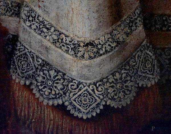 Pittore veneto del XVII secolo, L’Ultima Cena, olio su tela, cm 190x170, (difetti)