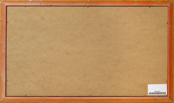 Venere allo specchio, XX secolo, olio su masonite, cm 26x47 entro cornice. Firmato in basso a des...