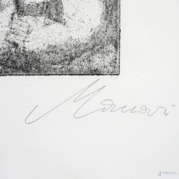 Senza titolo, litografia, firmata in basso a destra, esemplare n. 4/10, cm 52,5x42 circa, entro c...