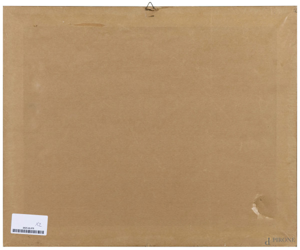 Lotto di due vedute di Roma, china e acquarello su carta vergata, XX secolo, cm 16,5x25 entro cor...