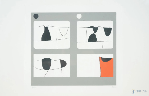 Alberto  Burri - Lettere, 1969, serigrafia a colori, es. 90/90, cm 35.8x49.2, entro cornice
