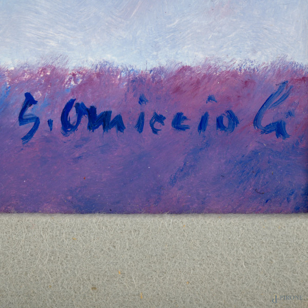 Vaso tarantino con erbe e fiori, tecnica mista su cartoncino, cm 51x37, firmato in basso, firmato...