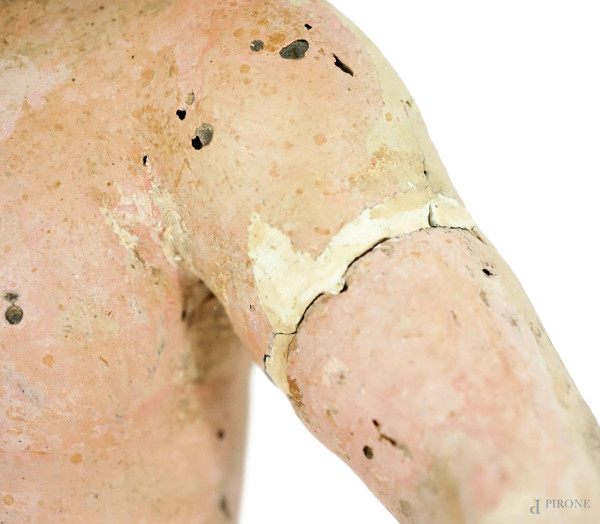 Scuola italiana del XVII secolo, scultura in legno policromo raffigurante Gesù Bambino, altezza c...