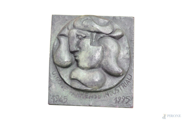 Pietro Cascella, placca in bronzo eseguita per Unione Parmense Industriali, 1945/1995, multiplo 164/200, 11,5x12,5 cm
