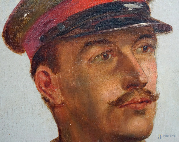 Raymond Desvarreux Pau (1876 – Parigi 1961), Ritratto di due militari, olio su tela, cm 33x41, fi...
