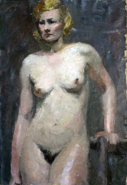 Nudo di donna, olio su tela, cm 72 x 50.