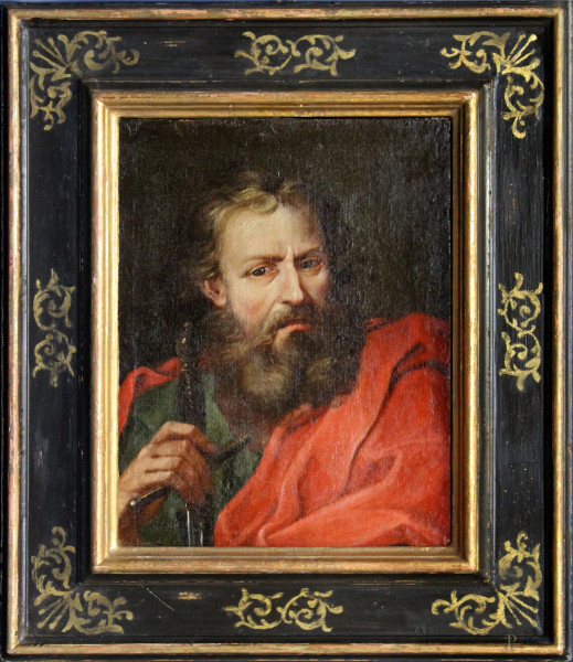  Cavalier Petrini ambito di, San Paolo, olio su tela, cm 44 x 32, entro cornice.