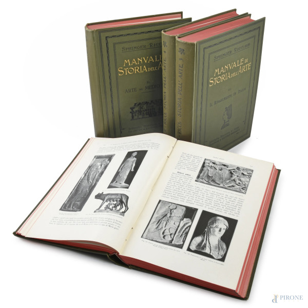 Antonio Springer e Corrado Ricci, Manuale di Storia dell'Arte, 4 voll., Istituto Italiano d'Arti Grafiche e Editore - Bergamo, 1910-1913, (segni di usura)