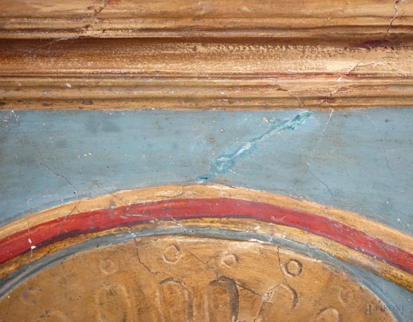 Scultore fiorentino del XIX secolo, Madonna con il Bambino, gesso policromo, cm 57,5x46 (difetti)
