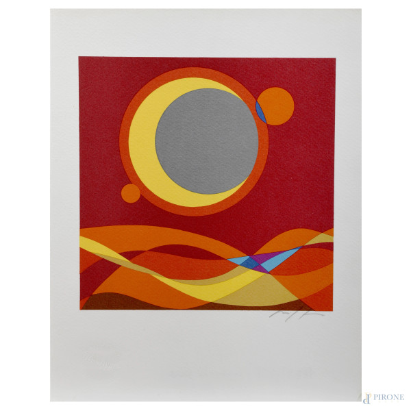 Riproduzione fotolitografica dell'opera di Roberto Crippa "Lettera C", eseguita per la serie Alfabeto di Bolaffi Arte, cm 30x23,5