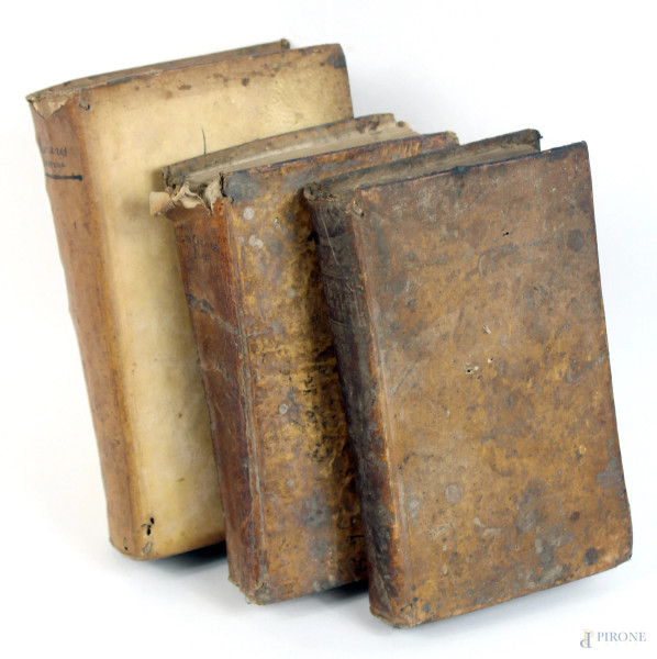 Lotto di tre volumi del XVIII secolo