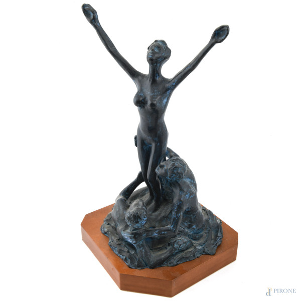 Aligi Sassu (1912-2000), Europa, scultura in bronzo su base in legno, 58x39x40 cm, es. 235/495