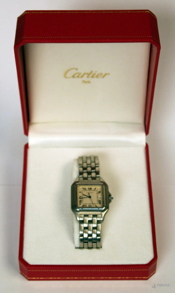 Orologio Cartier modello Panthere in acciaio, completo di scatola e garanzia.