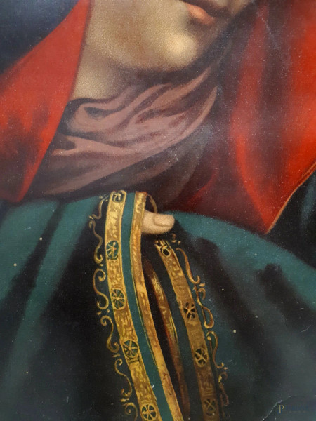 Madonna addolorata, antica cromolitografia su carta, cm 50x38 con cornice coeva