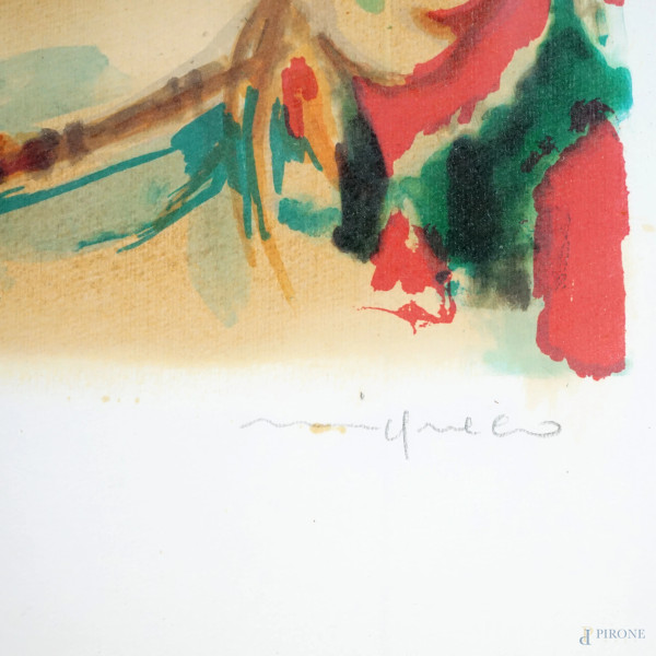 Figura, litografia, cm 44x32, entro cornice.