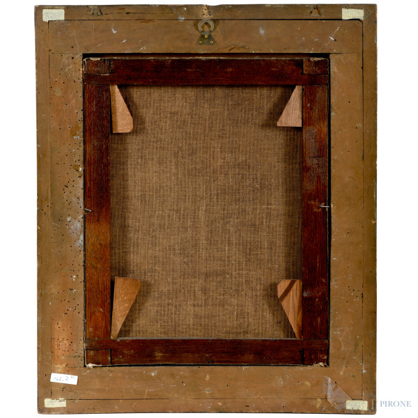 Vita a Roma, coppia di dipinti, XVIII-XIX secolo, olio su tela, cm 43,5x35, entro cornice, (difet...