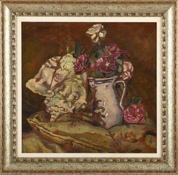 Mario Cocchi (1898 -1957), Natura morta, olio su compensato, cm 55x55, firmato in alto a sinistra, entro cornice