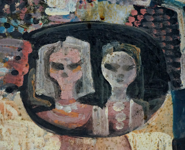 Şadan Bezeyiş (1926 - 2017), Volti, olio su cartone, firmato, cm 50x35, entro cornice