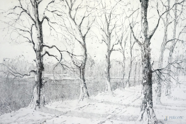 Lotto di due multipli su carta, autori diversi, misure max cm 48,5x69,5, entro cornici