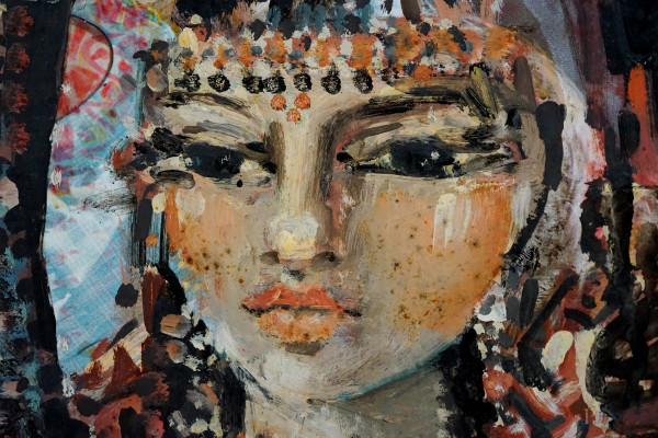 Şadan Bezeyiş (1926 - 2017), Volti, olio su cartone, firmato, cm 50x35, entro cornice