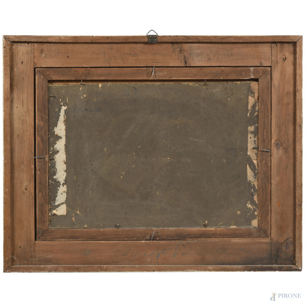 Paesaggio montano, inizio del XX secolo, olio su cartone telato, cm 27x40, firmato in basso a des...