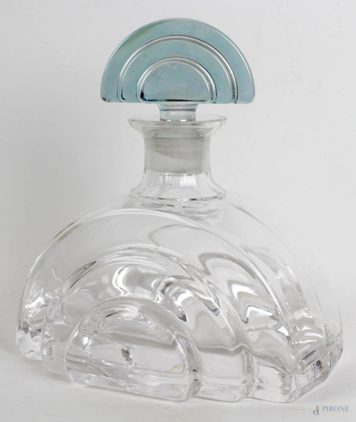 Bottiglia da liquore in cristallo Puthod, alt. cm 23, XX secolo
