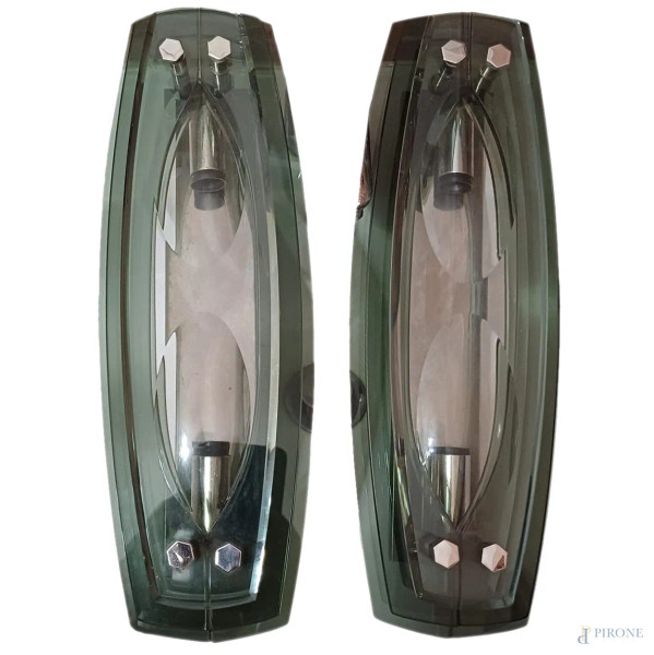 Set da bagno in vetro e metallo cromato (10 pezzi), misura max cm 89.5x59.5