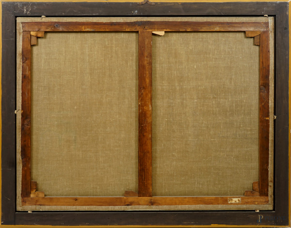 Susanna e i vecchioni, sec. XVIII, olio su tela, cm 114X150, entro cornice