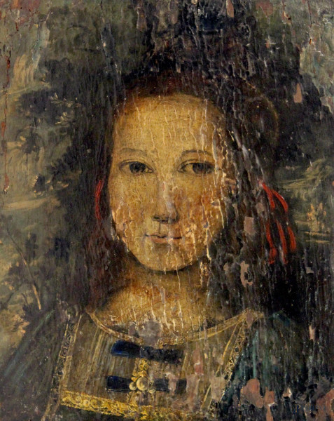 Ritratto di fanciulla, olio su tavola, cm 27x34.