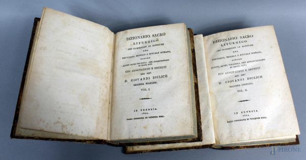 Lotto di quattro volumi dizionario sacro liturgico, 1824 Venezia.
