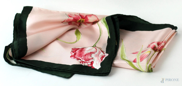 Tiffany&Co., foulard  in seta a fantasia floreale, cm 87x87.