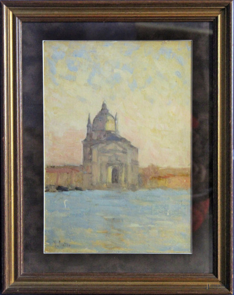 Venezia, olio su cartoncino 34x24 cm, firmato entro cornice.