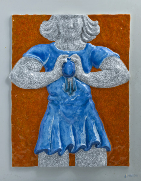 Sandro Chia x Rosenthal, Dolore da cani, multiplo in porcellana policroma, firmato in basso a destra 53x41x4 es. 83/200