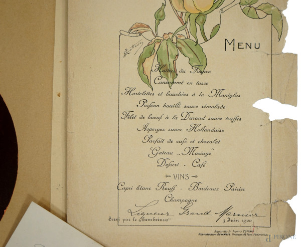 Lotto composto da una fotografia d'epoca raffigurante Domenico Morelli con la nipote, recante fir...