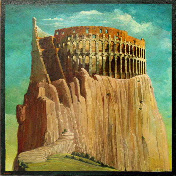 E.Amato, Colosseo, olio su tela, cm 110x110.