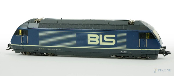 Modellino di locomotiva elettrica Marklin BLS N.3463, lunghezza cm 22,5, entro scatola originale.
