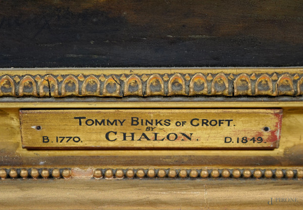 Henry Barnard Chalon (1770-1849) Uomo con cani, olio su tela, cm 62,75 entro cornice, firmato e d...