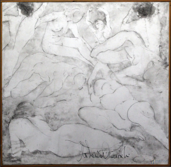 Maria Laura Anetrini, Nudi, tecnica mista su tela, cm 120 x 120.