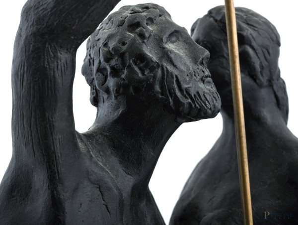 Aligi Sassu (1912-2000), Poseidone e Atena, scultura in bronzo, altezza cm 53, firmata al retro, ...