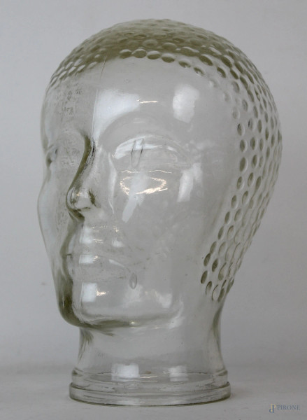 Piero Fornasetti - Testa di figura, scultura in vetro, cm h 25.