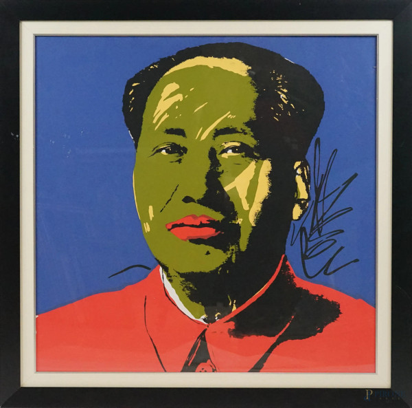 After Andy Wahrol - Mao Tse-Tung 1985, runouthorized reproduction - Unlimited Edition, cm 91,4x91,4, Rubber Stamp - Sunday B.Morning, entro cornice.