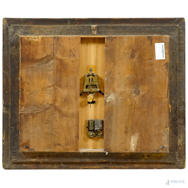 Orologio da muro con carillon, decoro raffigurante una veduta urbana con fiume, piccolo quadrante...