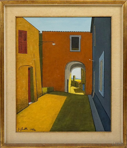 Castel Sant'Elia, olio su tela, cm 60x50, firmato e datato Righetti 1964, entro cornice, (lieve difetto)