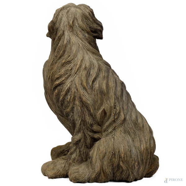 Cane, XX secolo, scultura in legno, altezza cm 62, (fessurazioni, segni di usura)