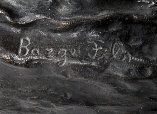 Alfred Barye (Parigi 1839-1882), Cacciatore arabo, fine XIX secolo, bronzo, cm 106x76x40, firmato...