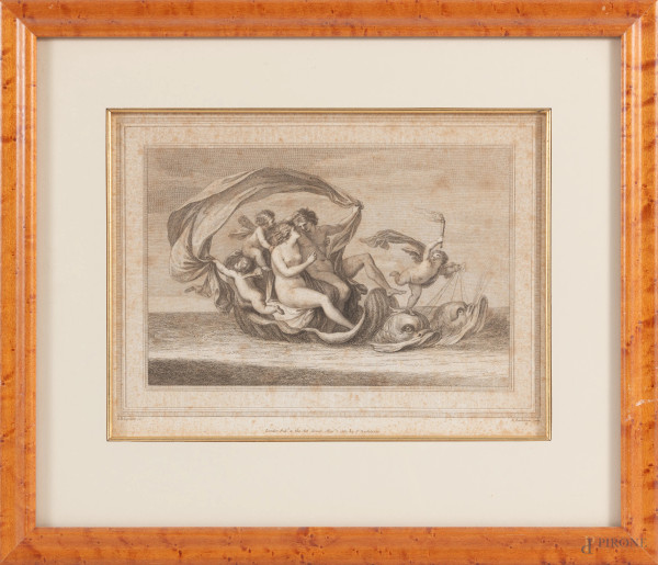 Lotto di due incisioni da G.B. Cipriani, XIX secolo, cm 32,5x39 compreso passepartout, entro corn...