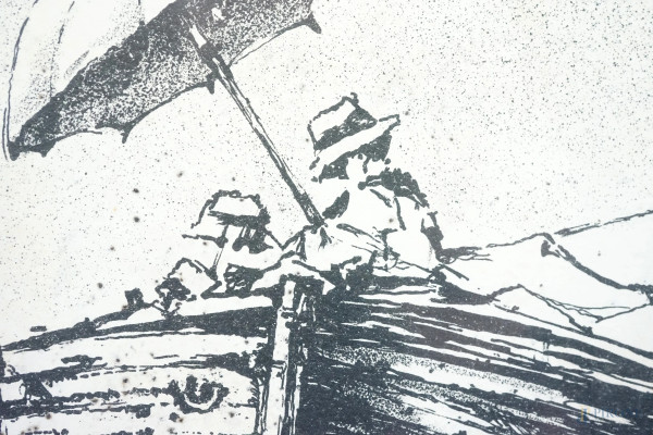 Barca, litogarfia, cm 36x43,5, es.5/96, entro cornice, (difetti)