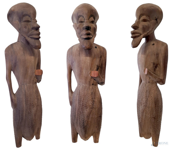 Artista coloniale del Novecento, Scultura “Bamana”, Figura maschile, arte coloniale del Mali centro occidentale, inizi del XX sec., ebano scolpito, altezza cm 83, peso kg 10